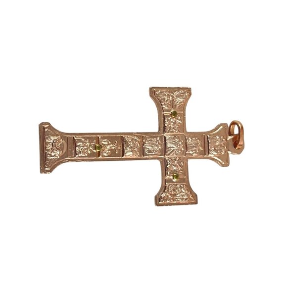 Vintage Catholic Crucifix Pendant Rose Gold Tone INRI Front & Stations of the Cr - Picture 5 of 7